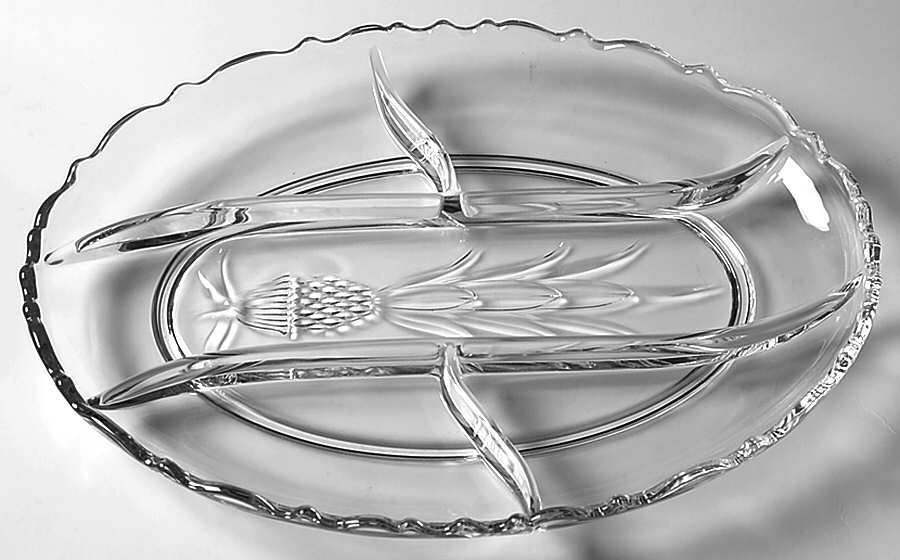 Plantation Pressed 13" Oval 5 Part Oval Relish by Heisey-1
