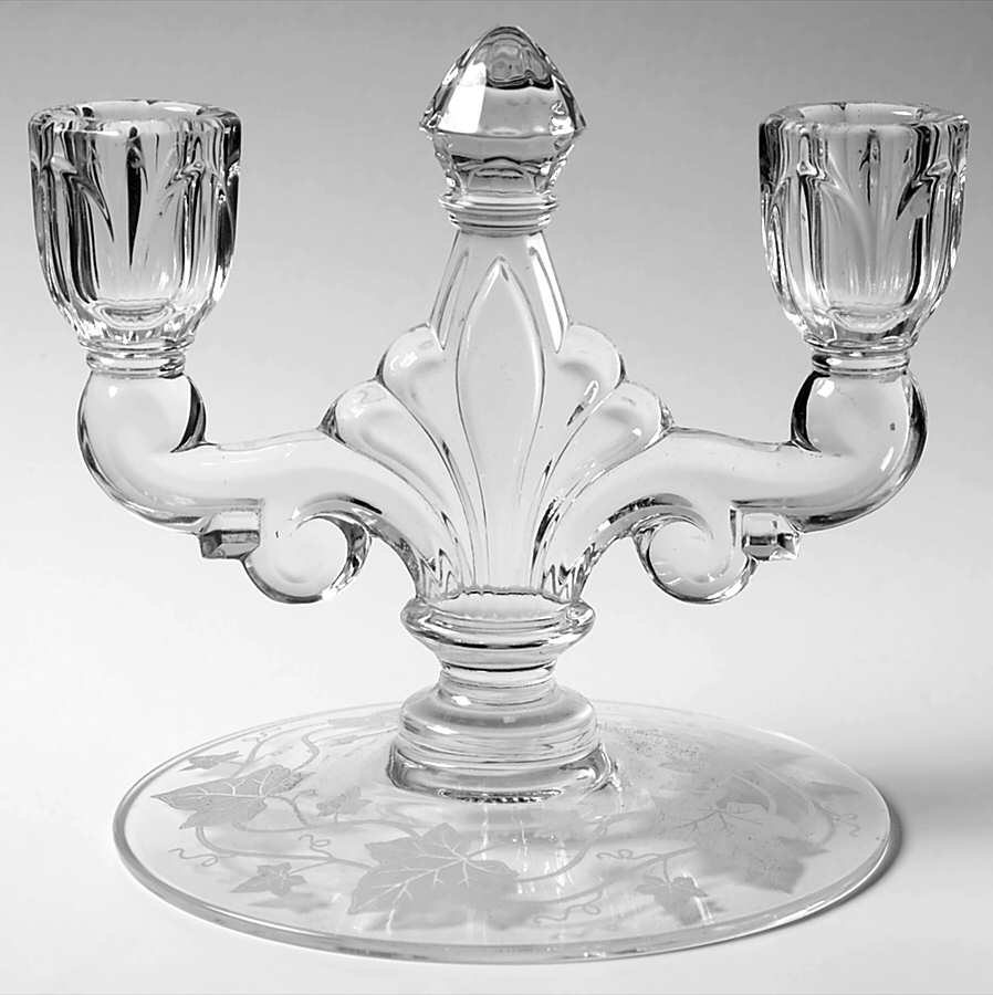 Plantation Ivy Double Light Candlestick by Heisey-1