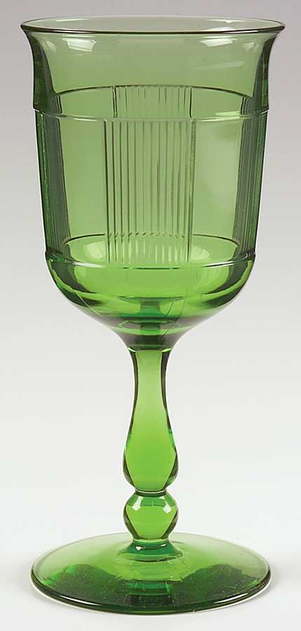 Pleat and Panel Moongleam Green Water Goblet by Heisey-1