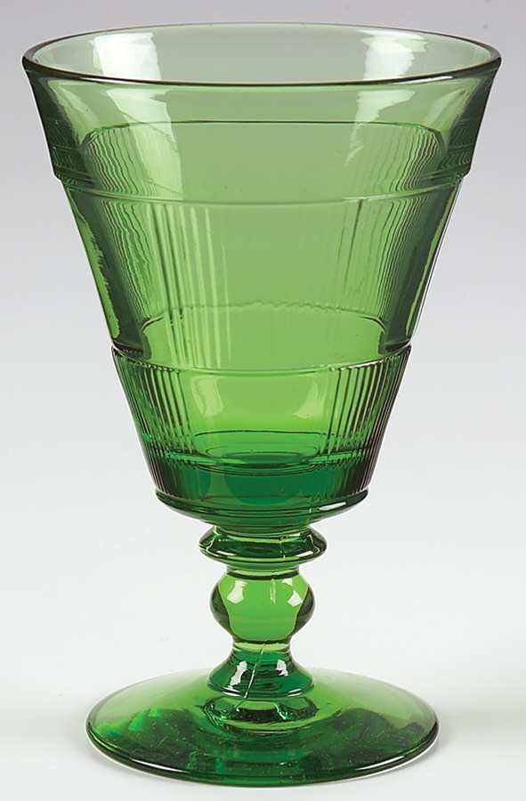 Pleat and Panel Moongleam Green Low Water Goblet by Heisey-1