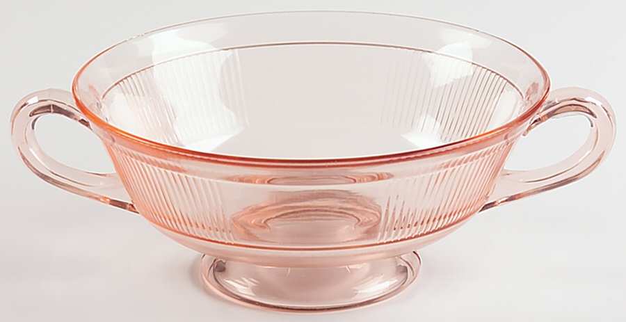 Pleat and Panel Flamingo Pink Bouillon Cup by Heisey-1