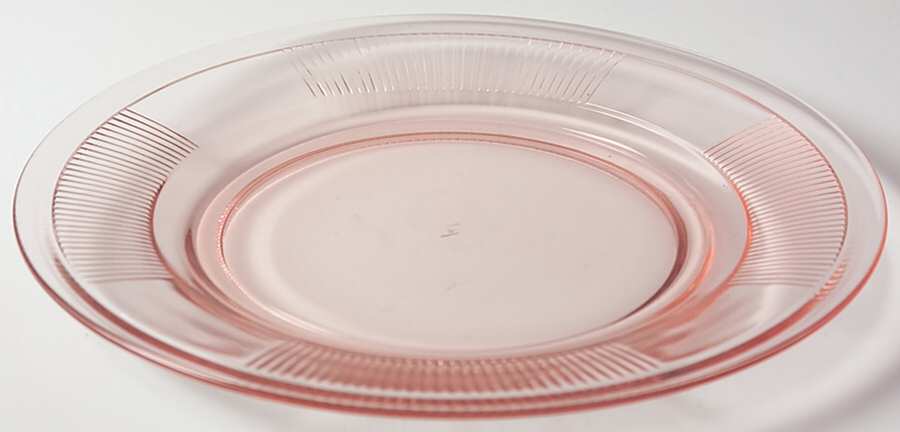 Pleat and Panel Flamingo Pink Luncheon Plate by Heisey-1