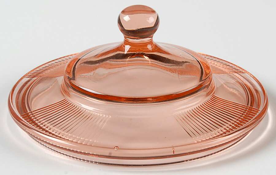 Pleat and Panel Flamingo Pink Lid for 8" Compote by Heisey-1