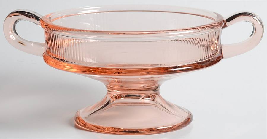 Pleat and Panel Flamingo Pink Open Footed Marmalade by Heisey-1