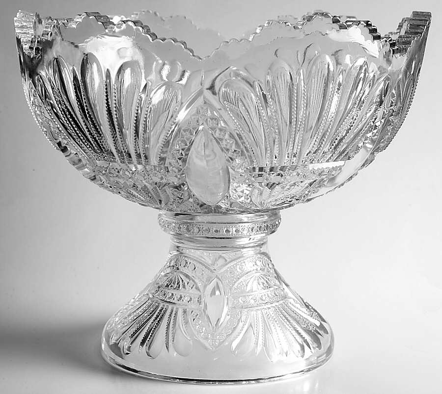 Prince of Wales, Plumes Punch Bowl with Stand by Heisey-1