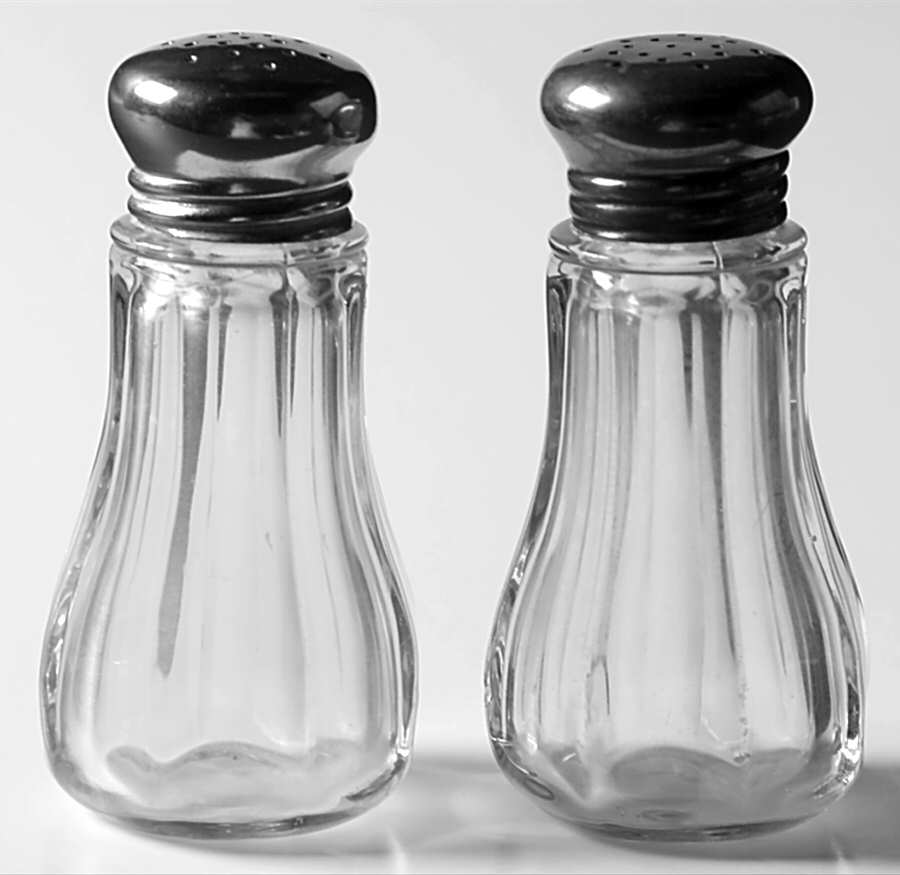 Puritan Clear (Colonial) Shaker Set w/Metal Lids by Heisey-1