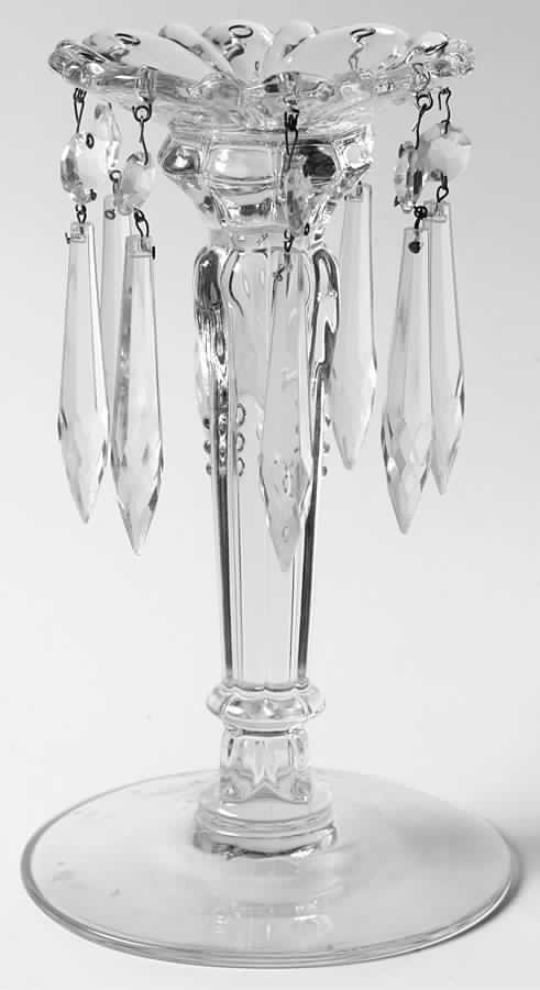 Queen Anne Clear (Line 1509) 7" Candlestick W/8 Prisms by Heisey-1