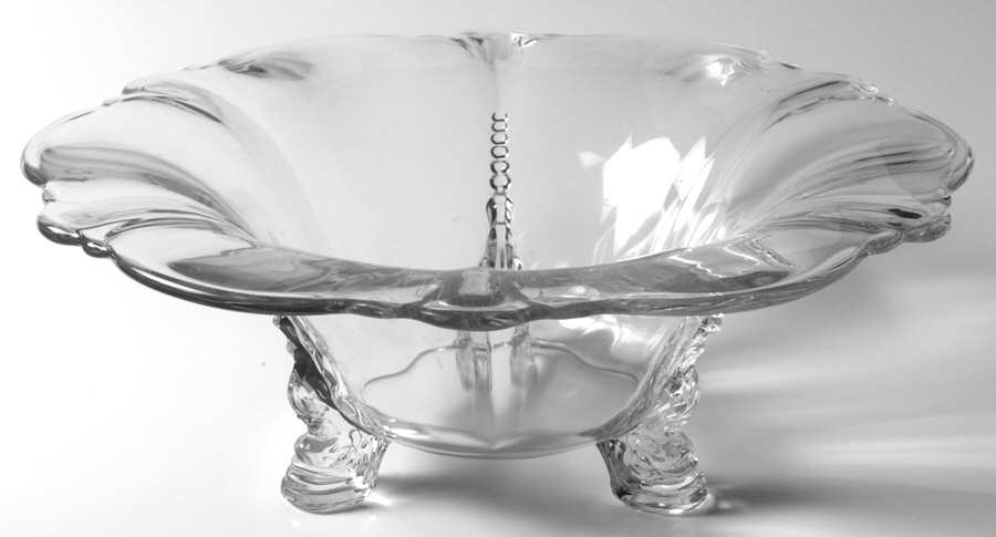 Queen Anne Clear (Line 1509) 11" 3 Toed Dolphin Floral Bowl by Heisey-1
