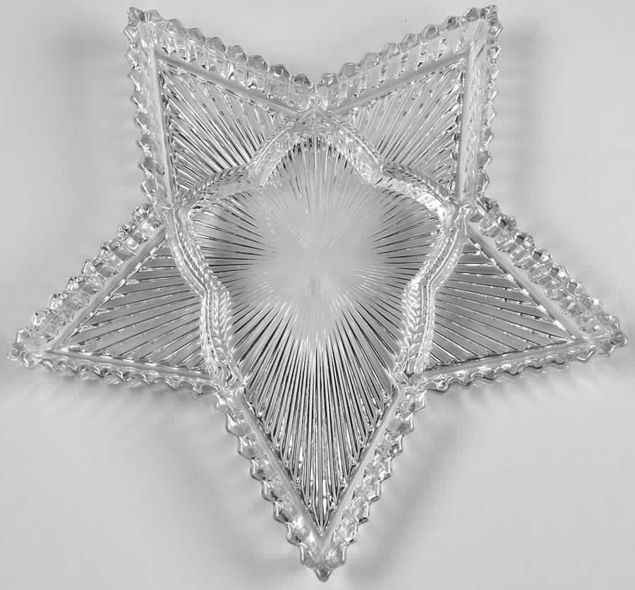 Ridgeleigh (Heavy Pressed Patt) 8" Star Shape 5 Part Relish by Heisey-1