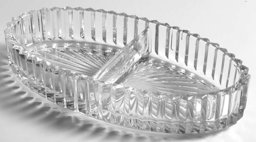 Ridgeleigh (Heavy Pressed Patt) 7" Oval 2 Part Relish by Heisey-1