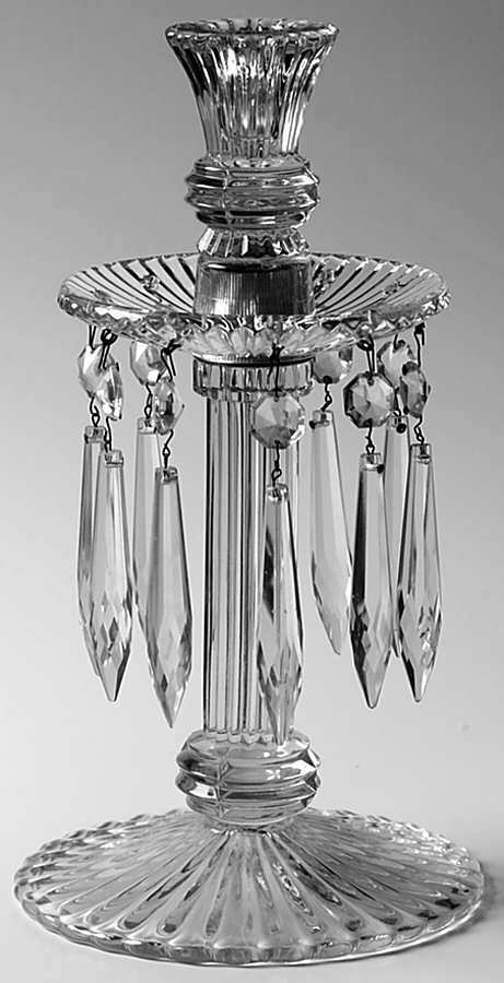 Ridgeleigh (Heavy Pressed Patt) 10" Candelabra  W/Bobeche & 10 Prisms (#1469) by Heisey-1