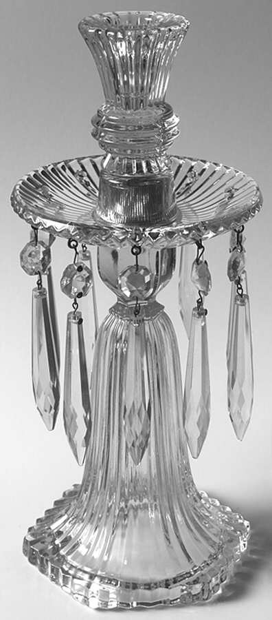 Ridgeleigh (Heavy Pressed Patt) 7" Candelabra  W/Bobeche & 10 Prisms (#1469) by Heisey-1