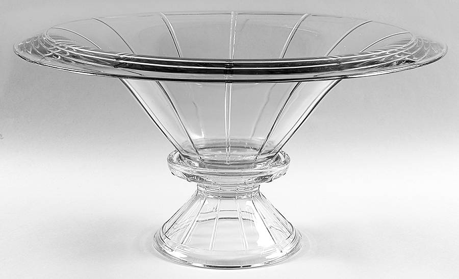 Rib and Panel Clear (Stem 411) Punch Bowl with Stand by Heisey-1