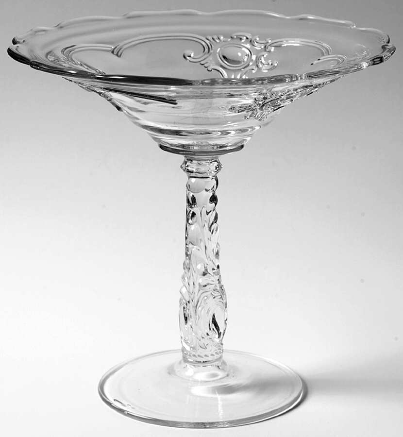 Rococo Clear Round Compote (Height X Width) by Heisey-1