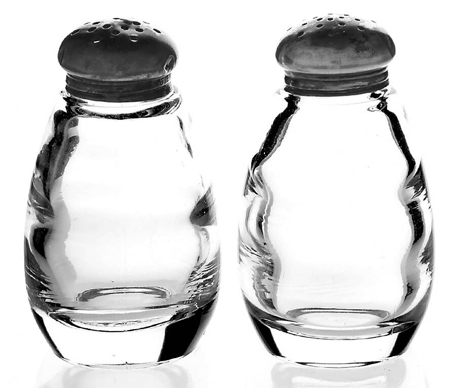 Saturn Clear Shaker Set w/Metal Lids by Heisey-1