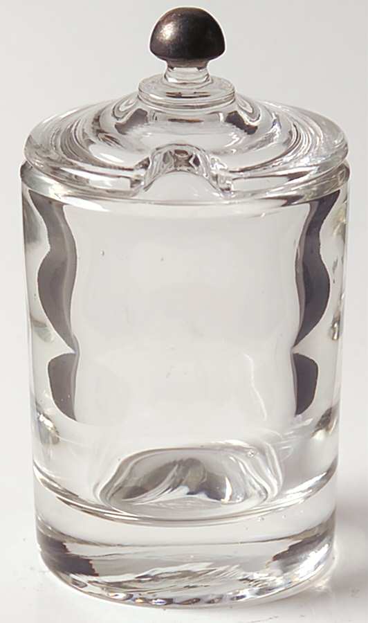 Saturn Clear Mustard & Lid with Sterling Knob by Heisey-1