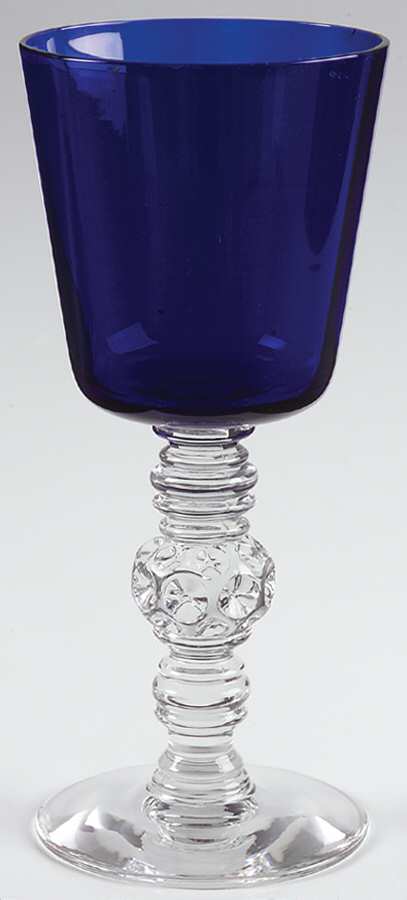 Spanish Cobalt Blue (Clear Stem) Water Goblet by Heisey-1