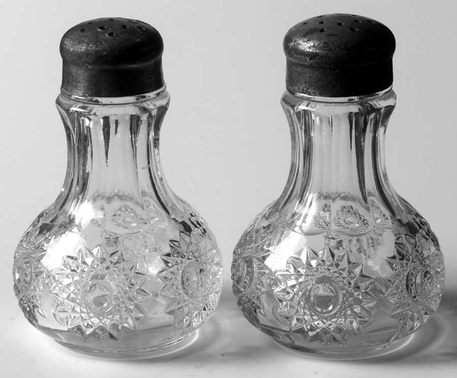 Sunburst Shaker Set with Metal Lids by Heisey-1