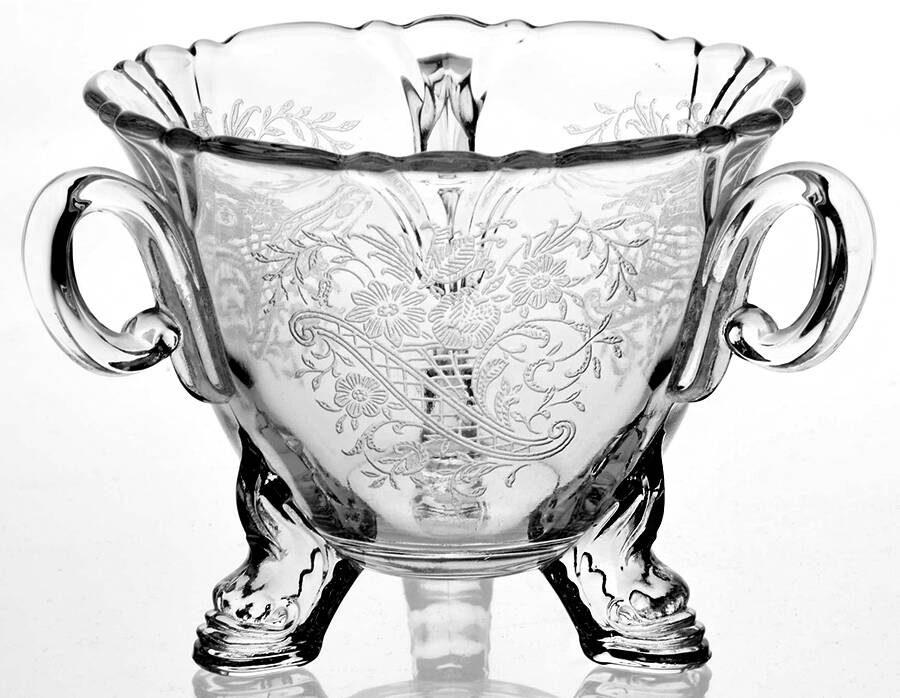 Titania Clear (Stem 3404) Dolphin Open Sugar by Heisey-1