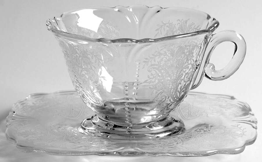 Titania Clear (Stem 3404) Cup & Saucer Set by Heisey-1