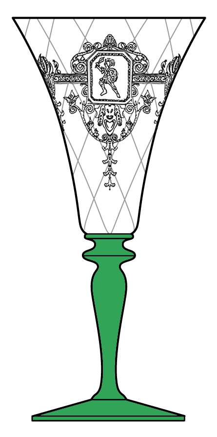 Trojan Moongleam Green Stem (Stem 3366, Etch 445) Water Goblet by Heisey-1