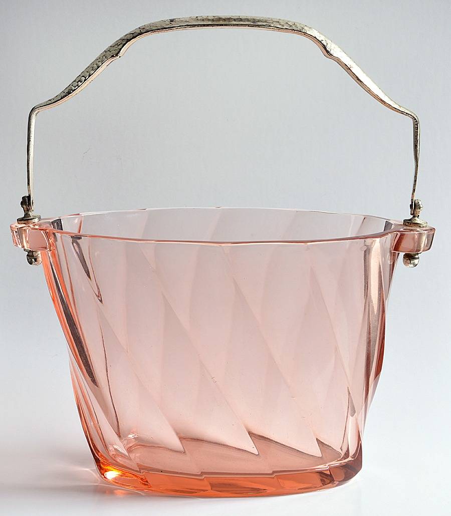 Twist Pink (Flamingo) Ice Bucket with Detachable Handle by Heisey-1