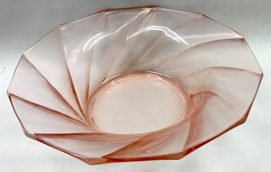 Twist Pink (Flamingo) 9" Flared Bowl by Heisey-1
