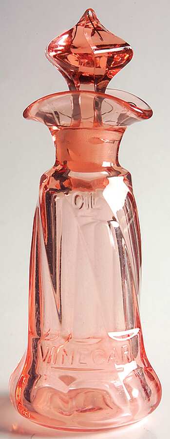 Twist Pink (Flamingo) Salad Dressing Bottle & Stopper by Heisey-1