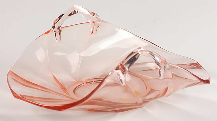 Twist Pink (Flamingo) 6" Handled Bon Bon by Heisey-1