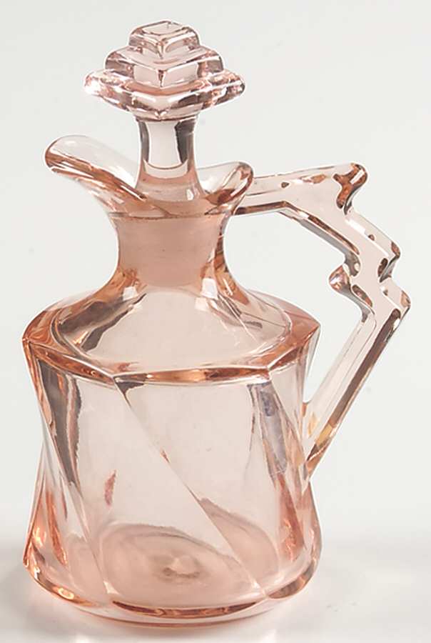 Twist Pink (Flamingo) Small Oil Bottle & Stopper by Heisey-1