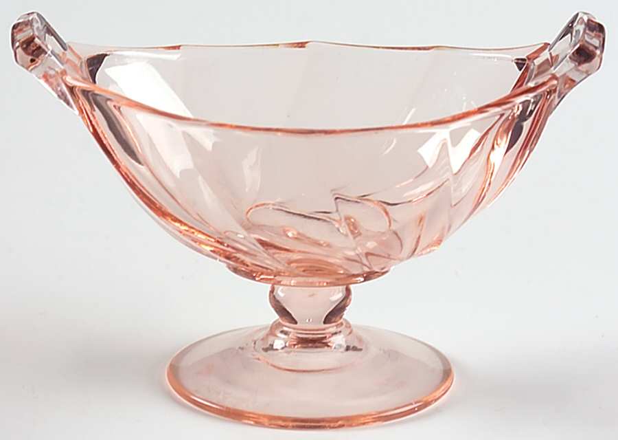 Twist Pink (Flamingo) Individual Open Sugar by Heisey-1