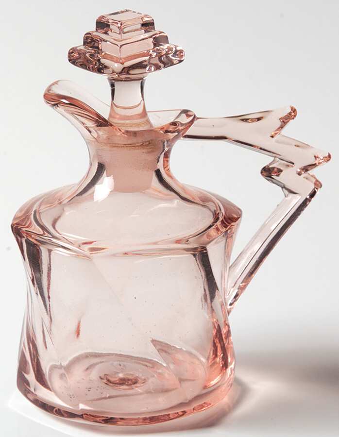 Twist Pink (Flamingo) Oil Bottle & Stopper by Heisey-1