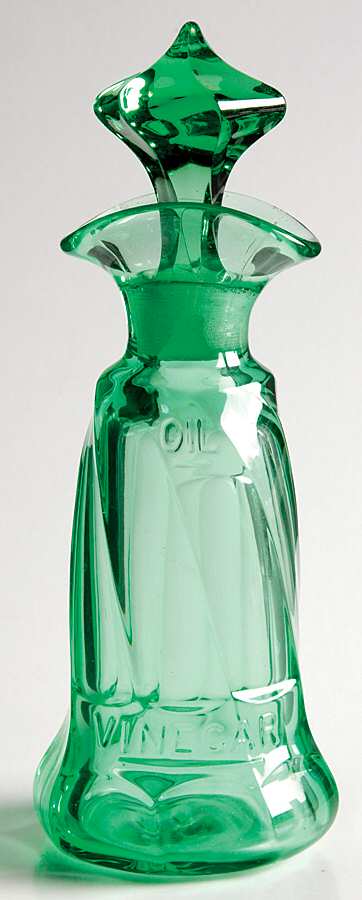 Twist Green (Moongleam) (1) Oil/Vinegar Cruet & Stopper by Heisey-1