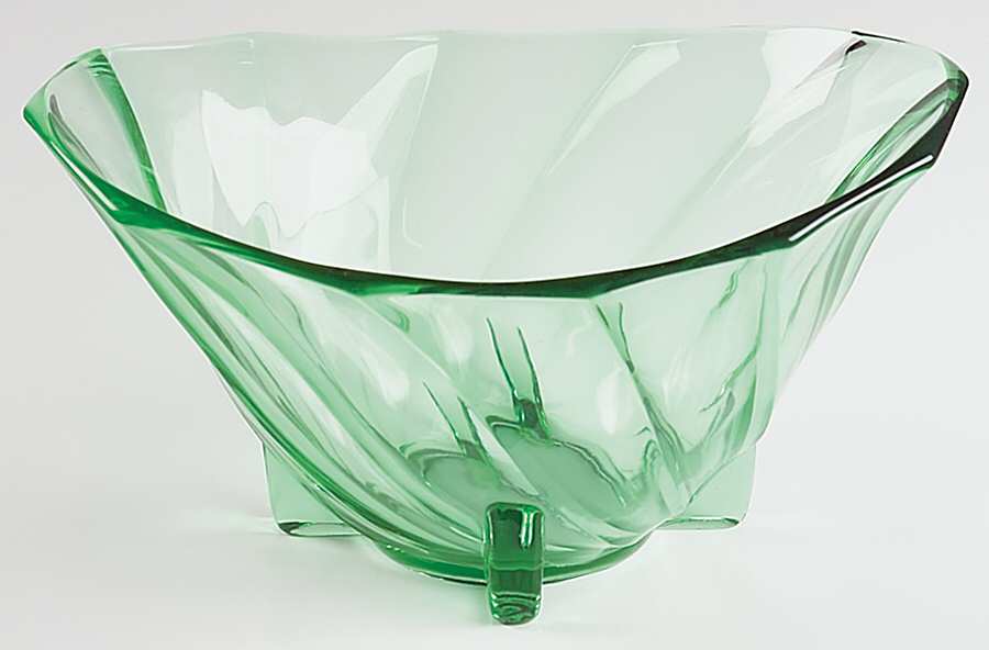Twist Green (Moongleam) 10" Oval Nasturtium Bowl by Heisey-1