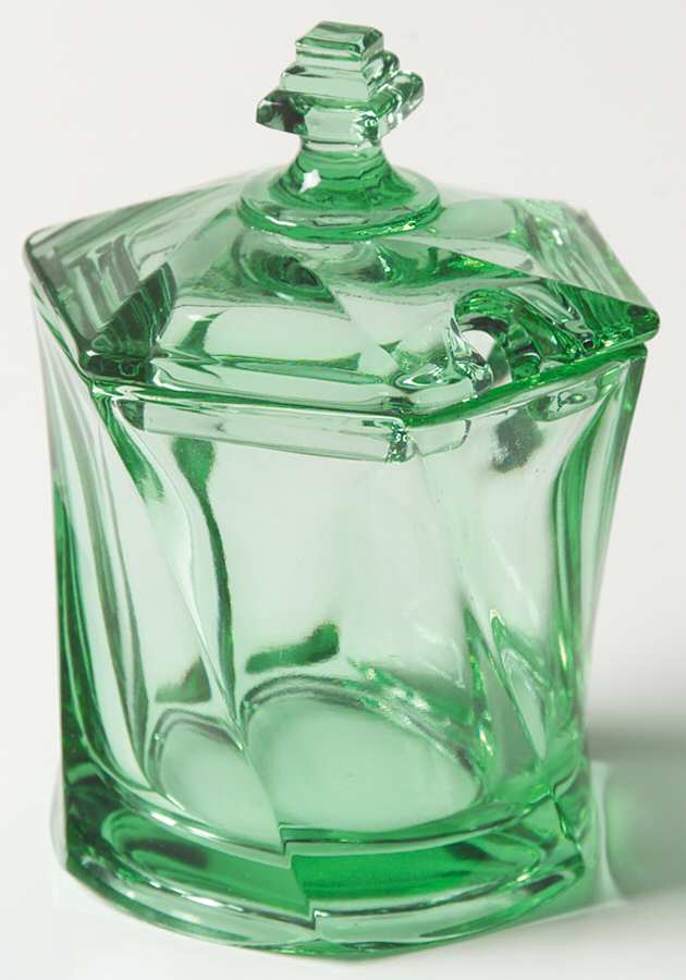Twist Green (Moongleam) Mustard & Lid by Heisey-1