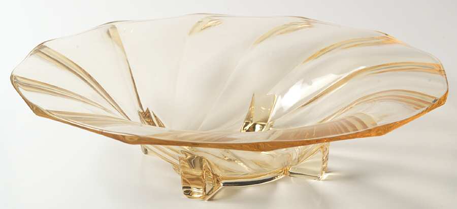 Twist Yellow (Sahara) 12" Round Bowl by Heisey-1