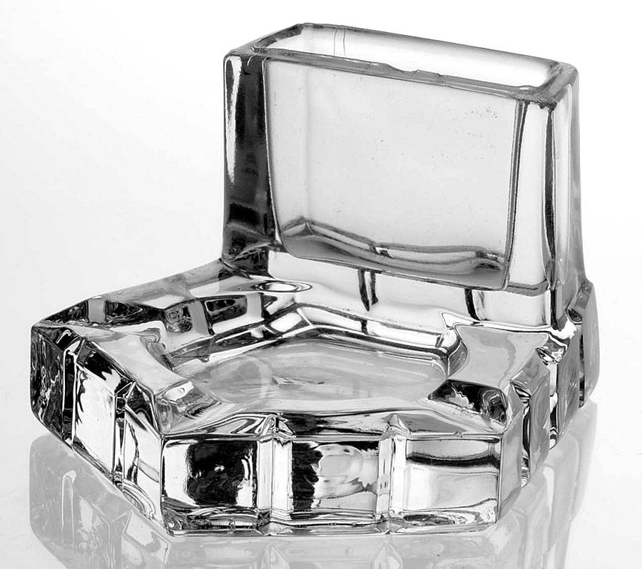 Victorian Clear Ashtray with Match Book Holder by Heisey-1