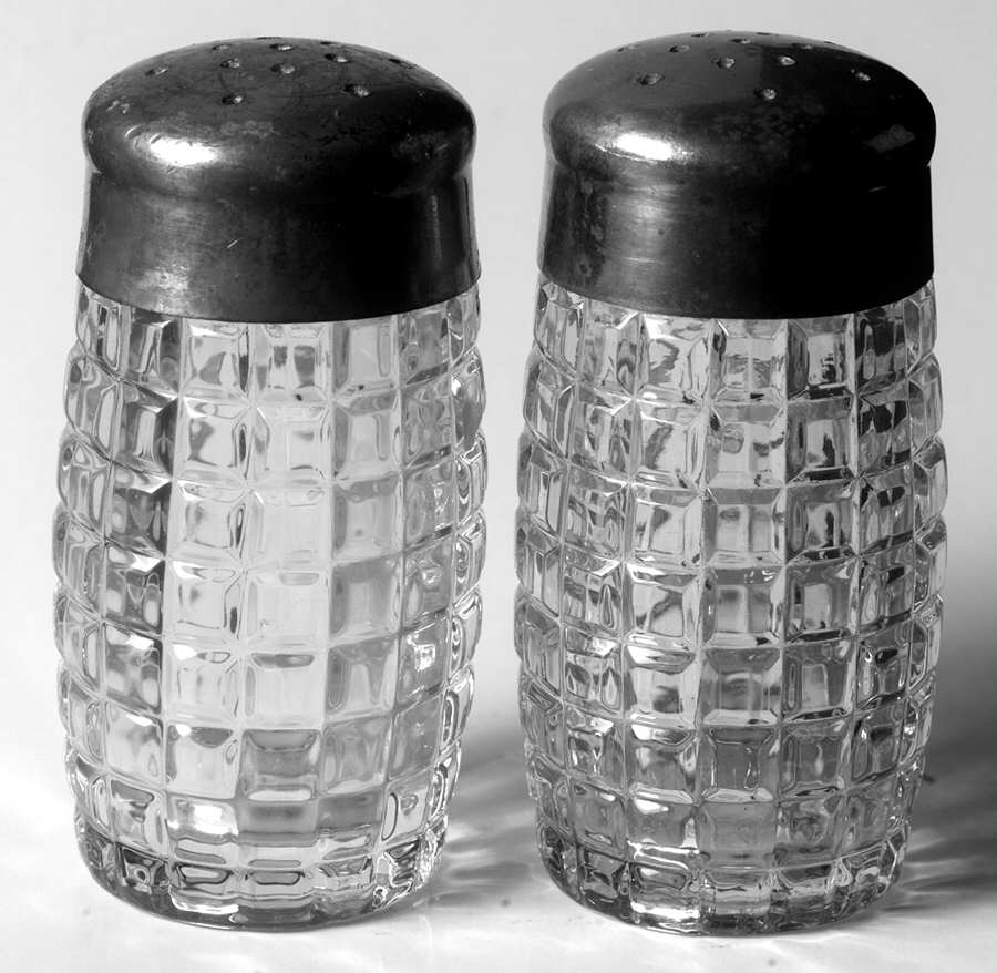 Victorian Clear Shaker Set with Metal Lids by Heisey-1