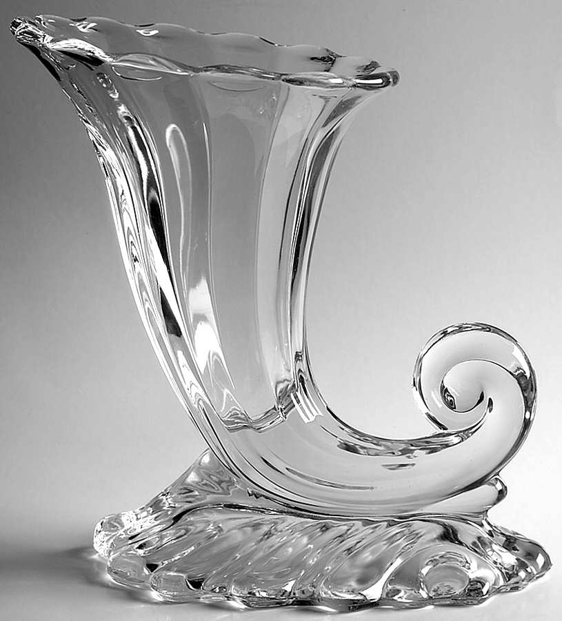 Warwick Clear 9" Cornucopia Vase by Heisey-1