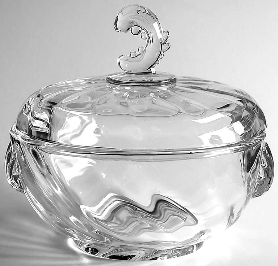 Waverly Chocolate with Wave Finial Lid by Heisey-1