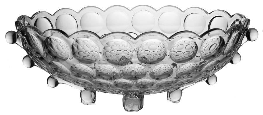 Whirlpool Clear 13" Oval 4-Toed Handled Bowl by Heisey-1