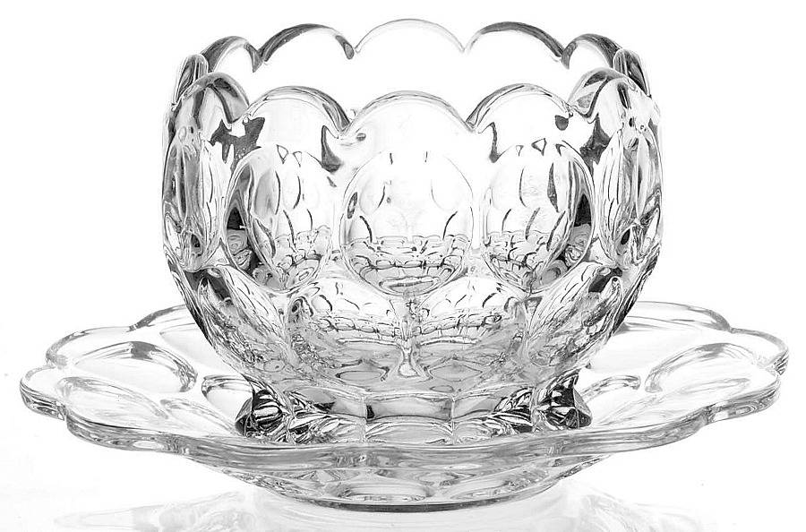 Whirlpool Clear Mayonnaise Bowl and Underplate by Heisey-1
