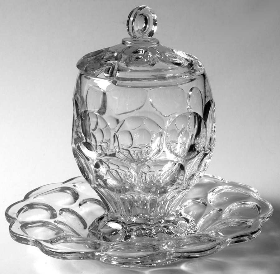 Whirlpool Clear Marmalade with Lid & Underplate by Heisey-1