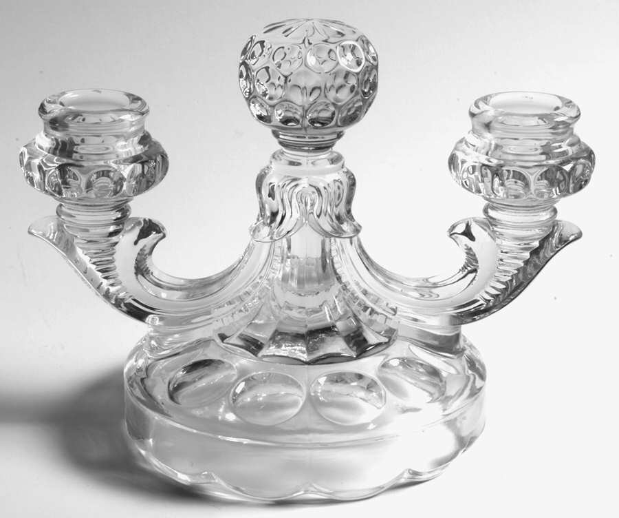 Whirlpool Clear Double Light Candlestick by Heisey-1