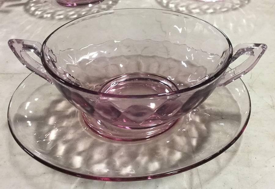 Yeoman Hawthorne Lavender (Stem 1184) Cream Soup & Saucer Set by Heisey-1