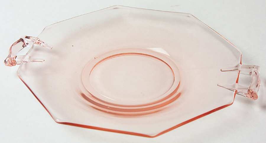 Yeoman Pink Flamingo (Stem 1184, Optic) Handled Cheese Plate by Heisey-1