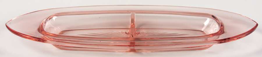 Yeoman Pink Flamingo (Stem 1184, Optic) Divided Pickle and Olive Dish by Heisey-1