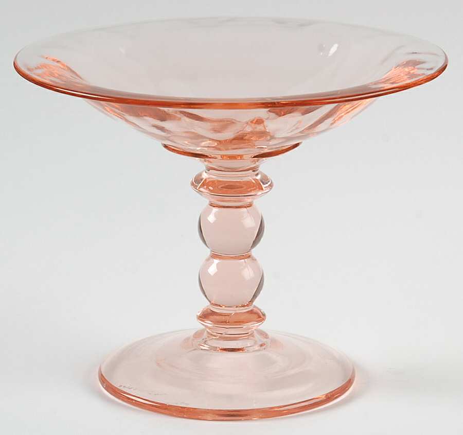 Yeoman Pink Flamingo (Stem 1184, Optic) 4" Height Open Compote by Heisey-1