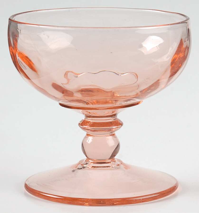 Yeoman Pink Flamingo (Stem 1184, Optic) Champagne/Tall Sherbet by Heisey-1