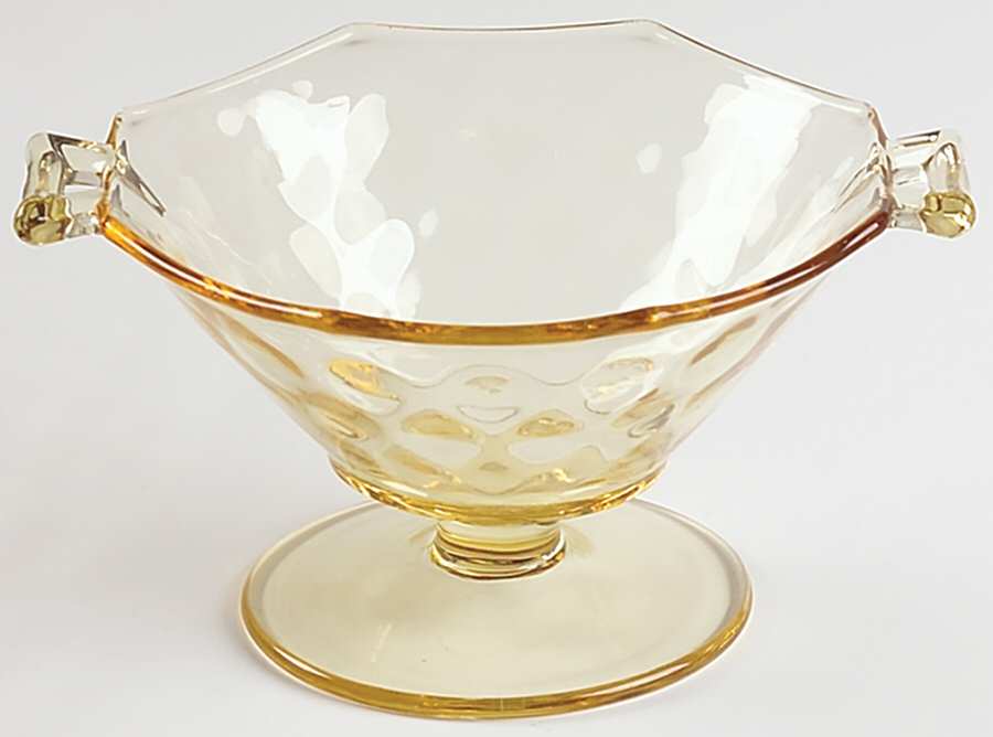 Yeoman Yellow Sahara (Stem 1184, Optic) Footed Mayonnaise Bowl by Heisey-1